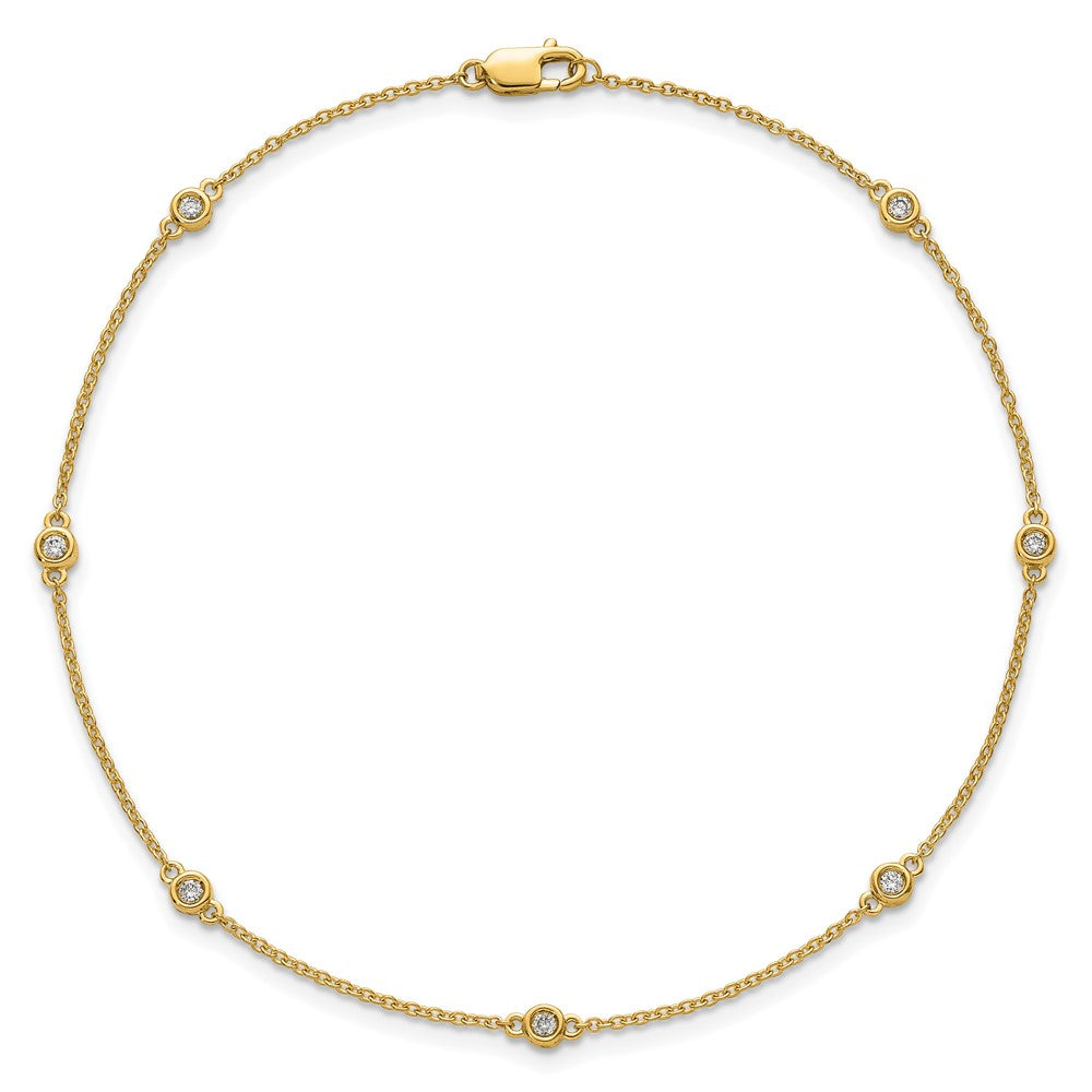 14k Diamond Station Cable Anklet