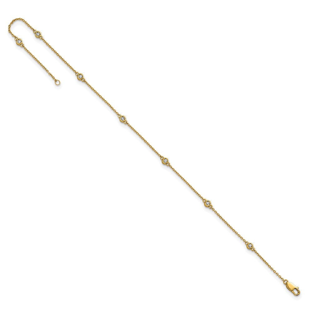 14k Diamond Station Cable Anklet