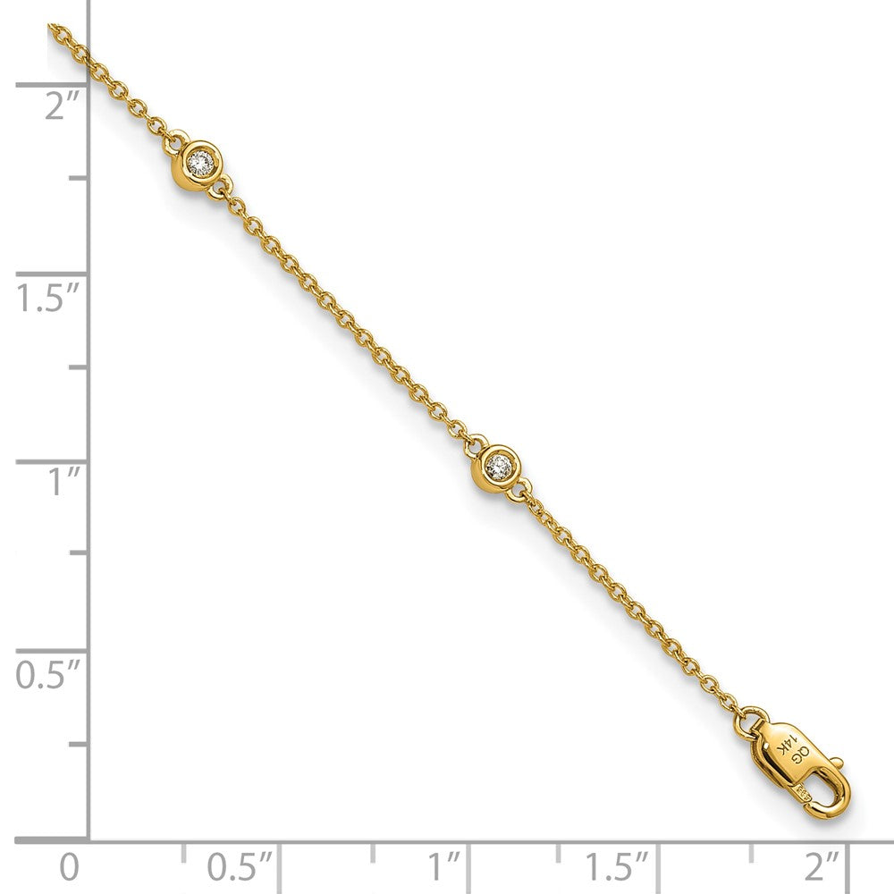 14k Diamond Station Cable Anklet