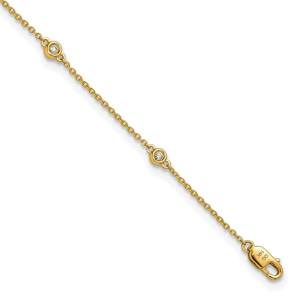 14k Diamond Station Cable Anklet