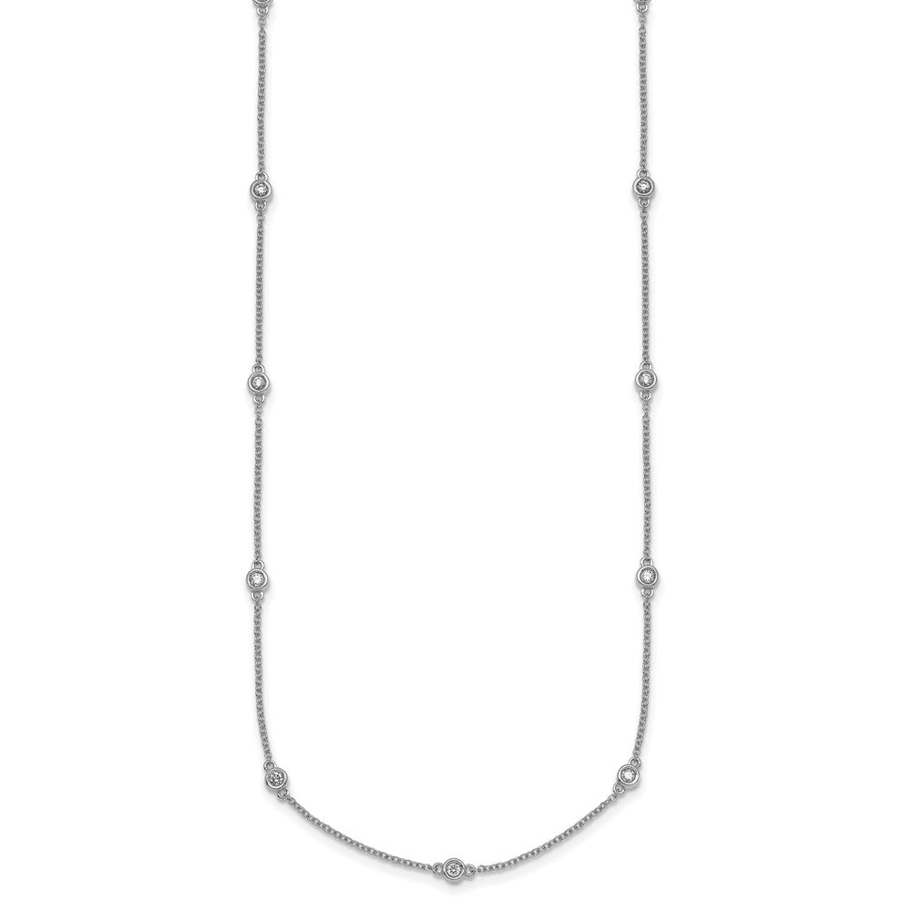 14k White Gold Diamond Station Cable Necklace