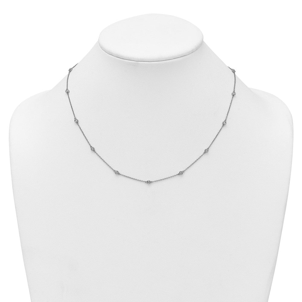 14k White Gold Diamond Station Cable Necklace