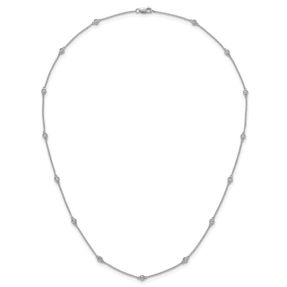14k White Gold Diamond Station Cable Necklace