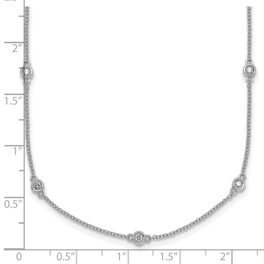 14k White Gold Diamond Station Cable Necklace