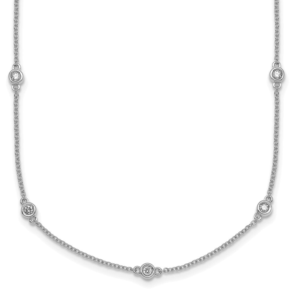 14k White Gold Diamond Station Cable Necklace