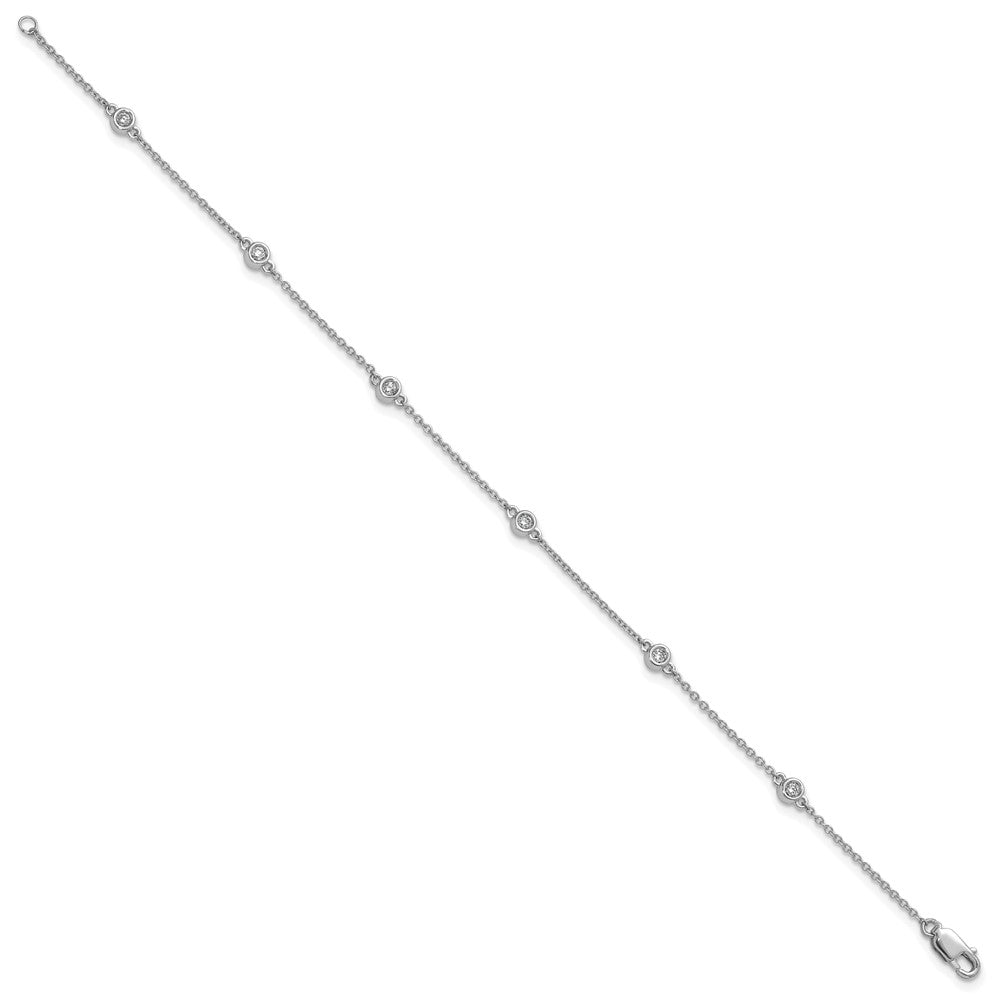 14k White Gold Diamond Station Cable Bracelet