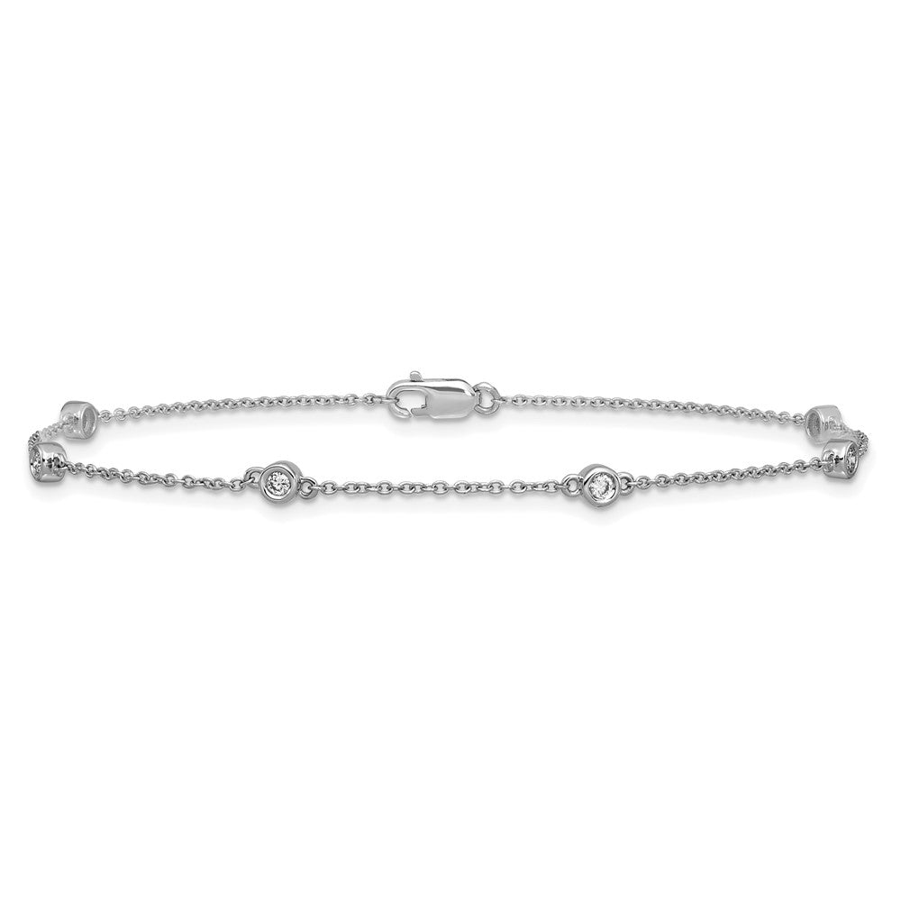 14k White Gold Diamond Station Cable Bracelet