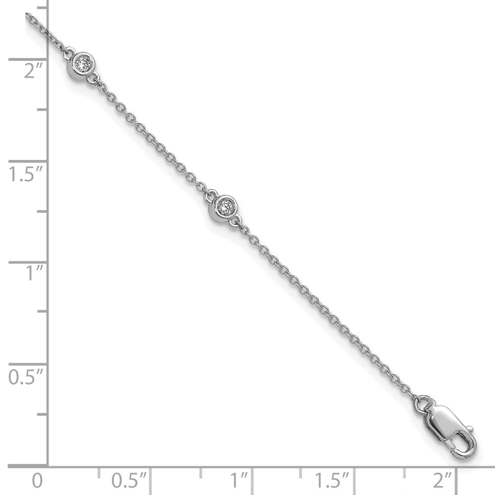 14k White Gold Diamond Station Cable Bracelet