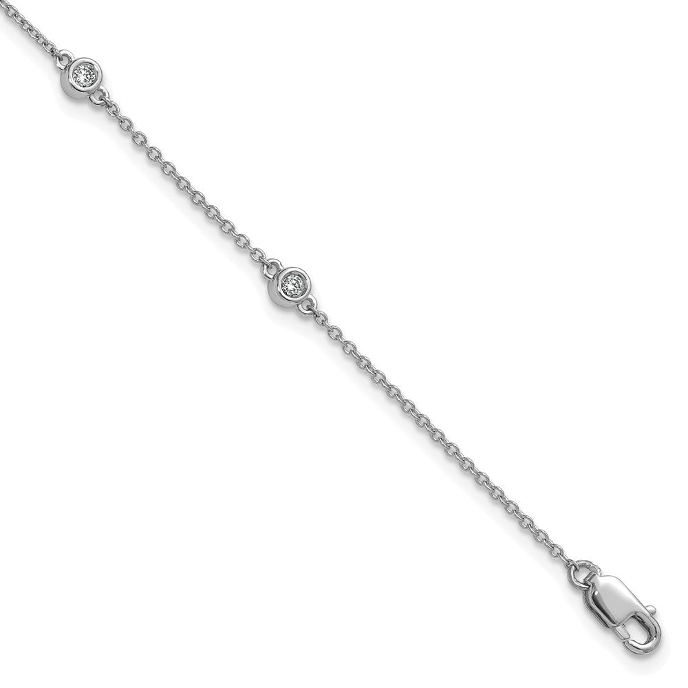 14k White Gold Diamond Station Cable Bracelet