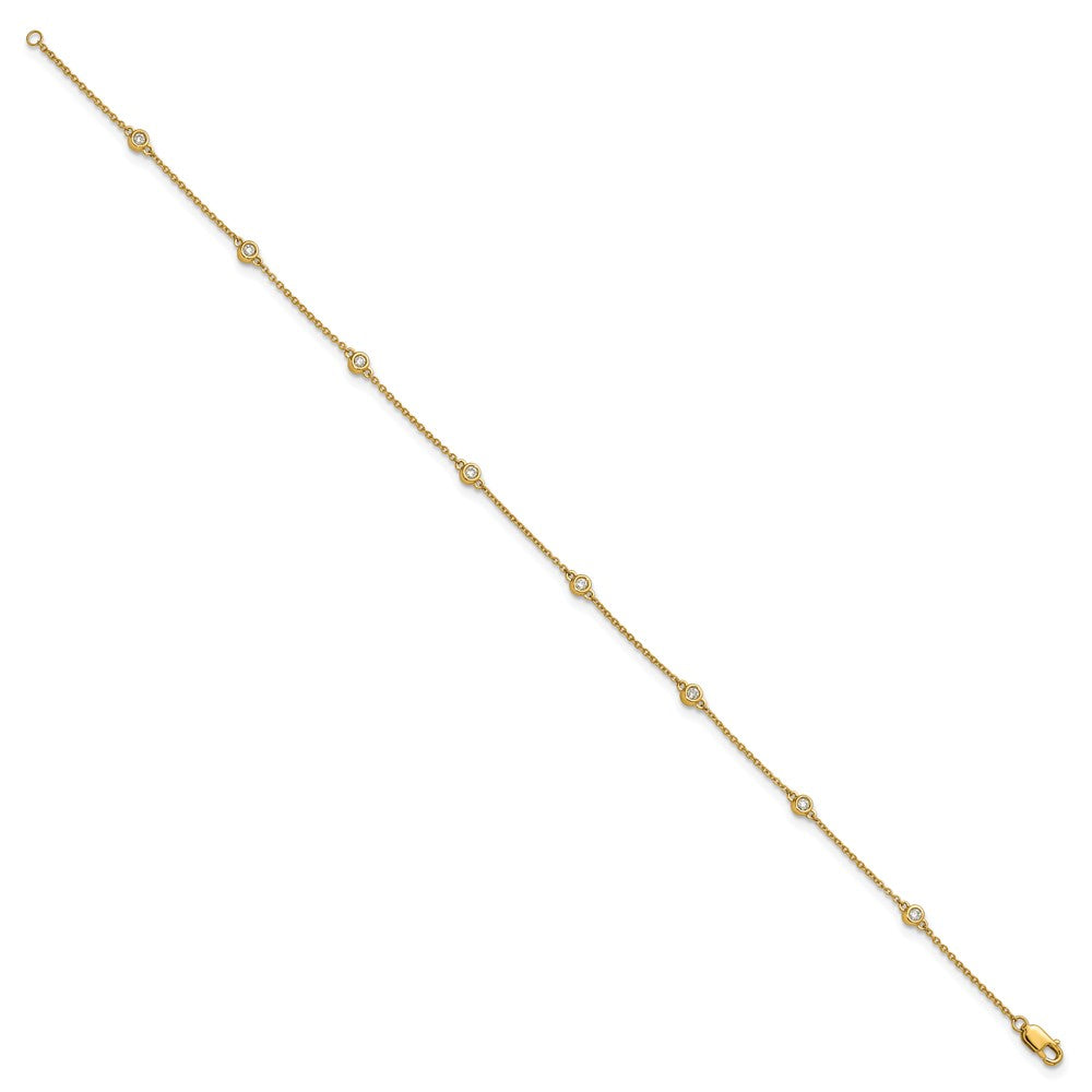 14k Diamond Station Cable Anklet