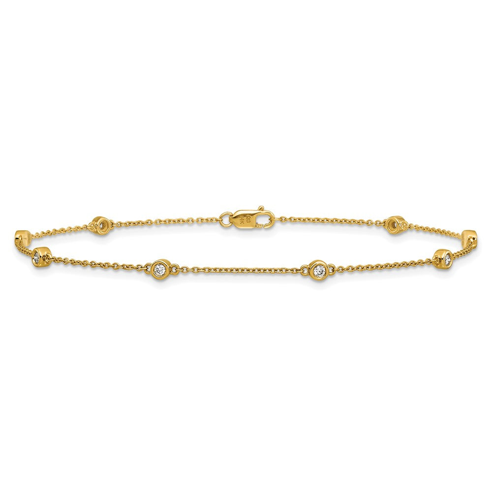 14k Diamond Station Cable Anklet