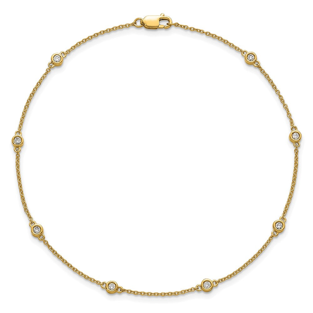 14k Diamond Station Cable Anklet