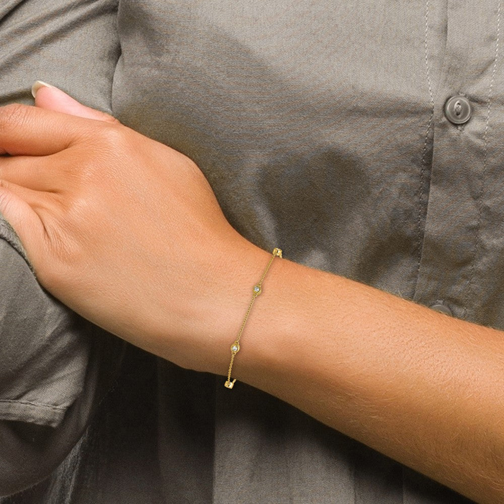 14k Diamond Station Cable Anklet