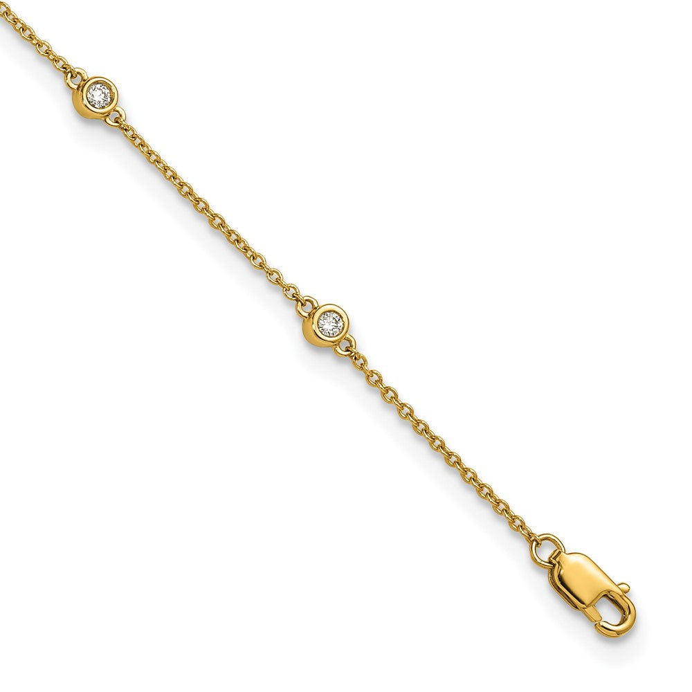 14k Diamond Station Cable Anklet