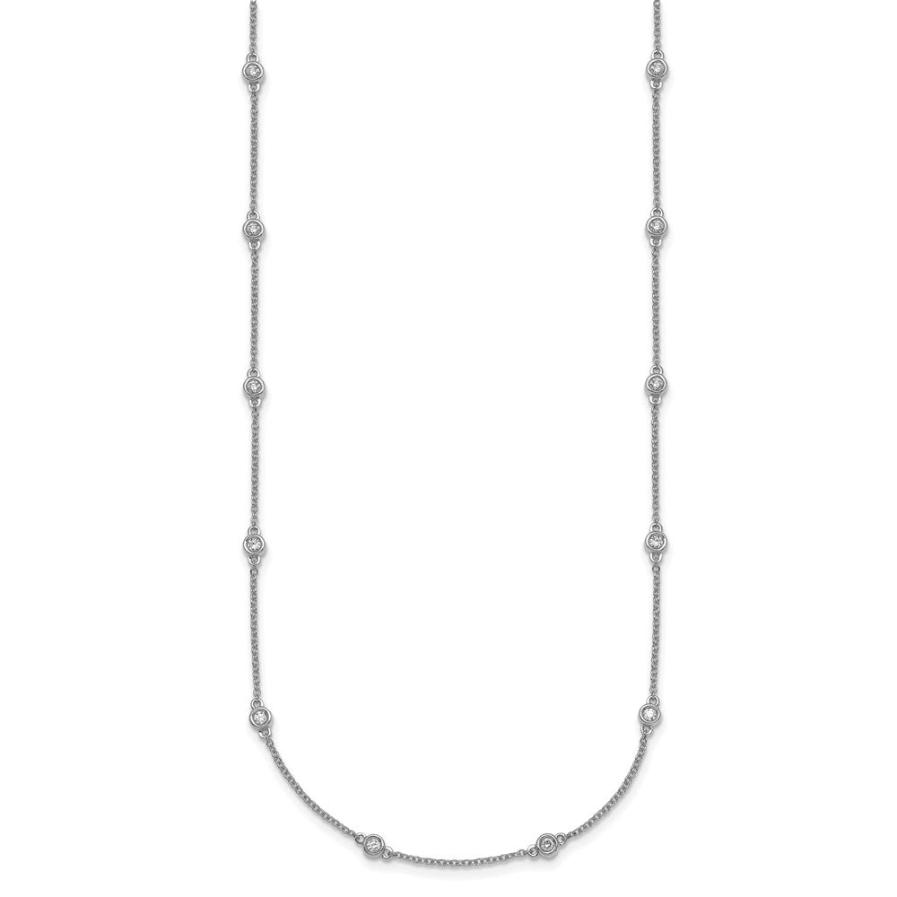 14k White Gold Diamond Station Cable Necklace
