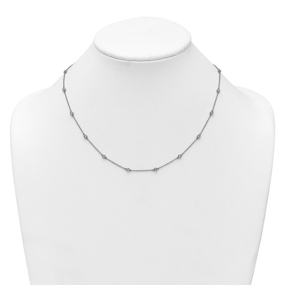 14k White Gold Diamond Station Cable Necklace