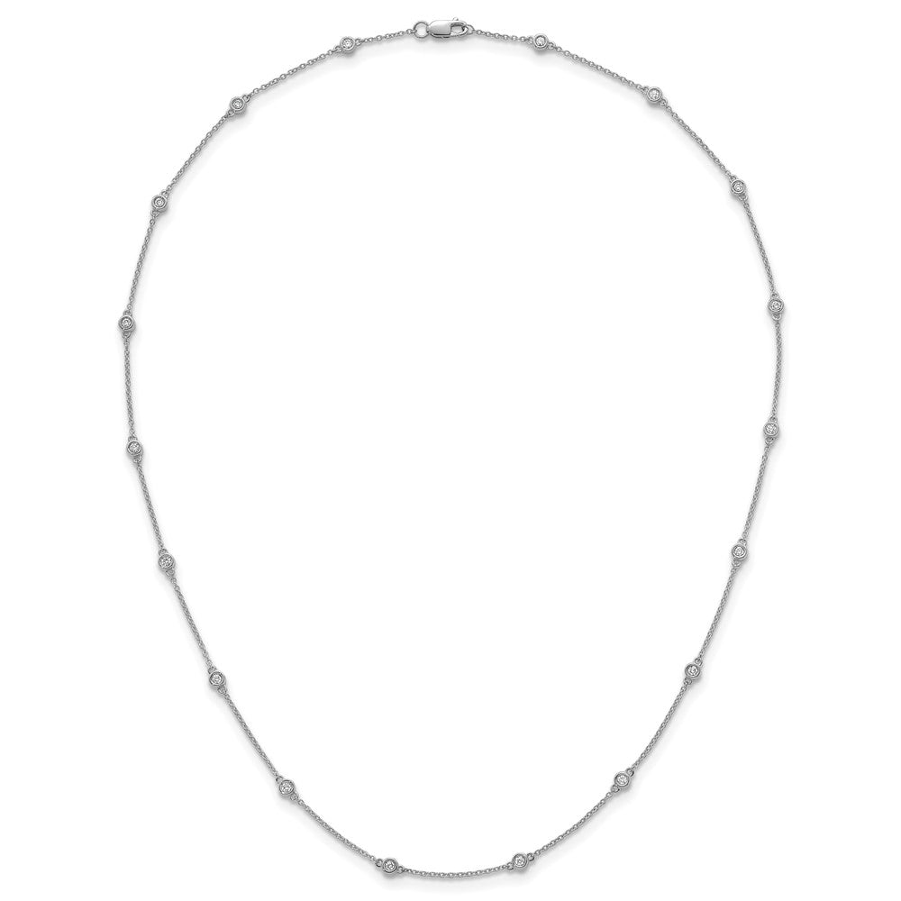 14k White Gold Diamond Station Cable Necklace
