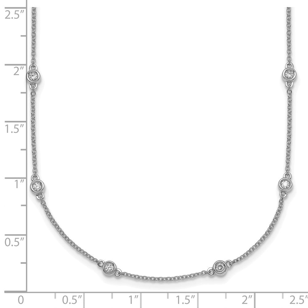 14k White Gold Diamond Station Cable Necklace