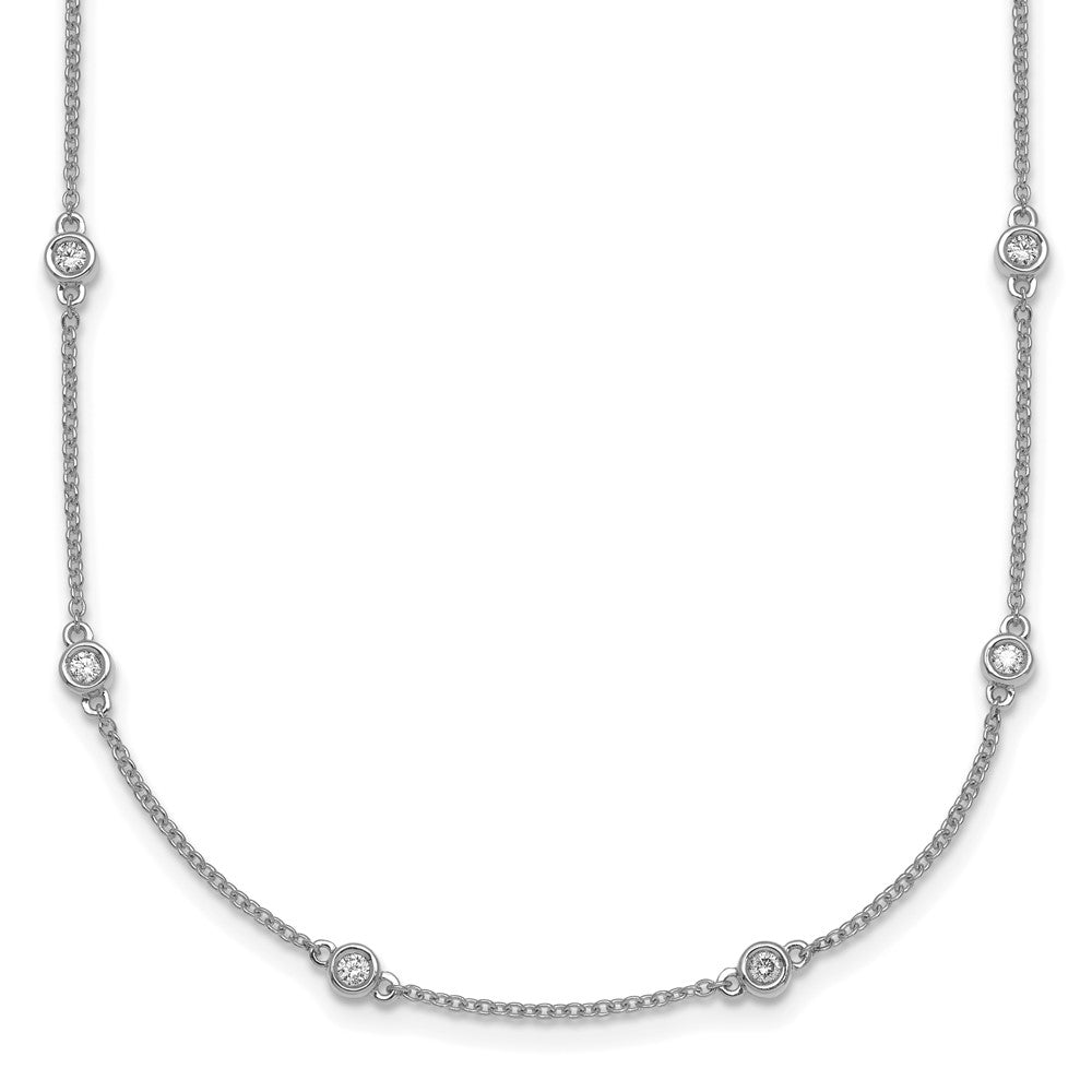 14k White Gold Diamond Station Cable Necklace