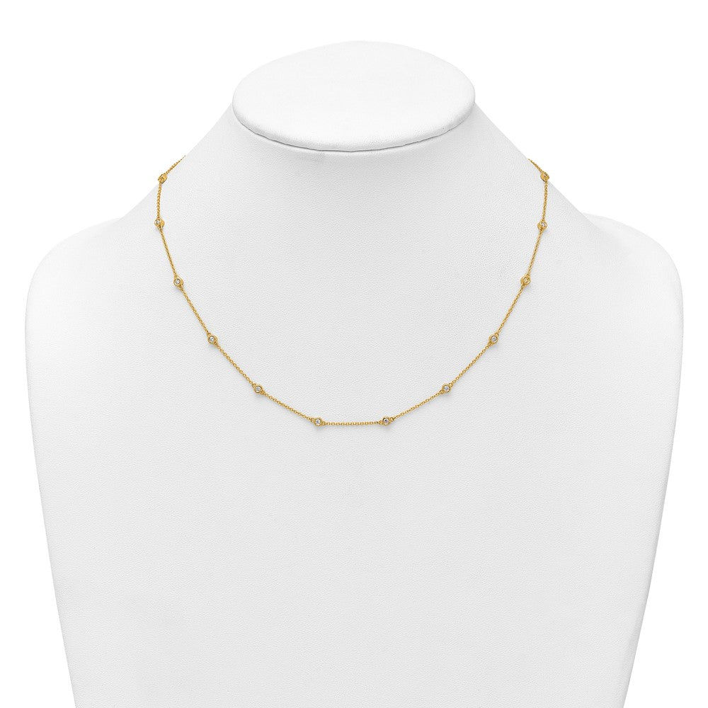 14k Diamond Station Cable Necklace