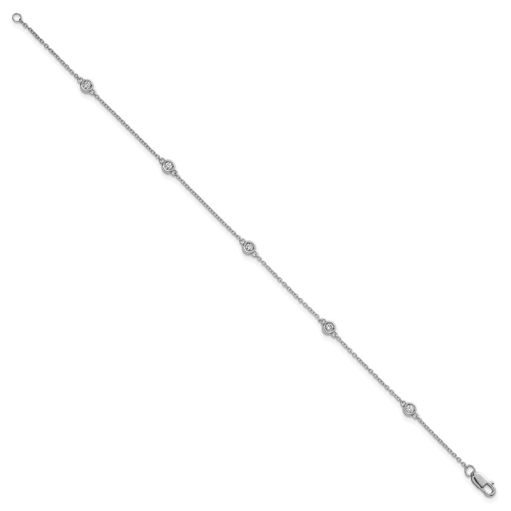 14k White Gold Diamond Station Cable Bracelet