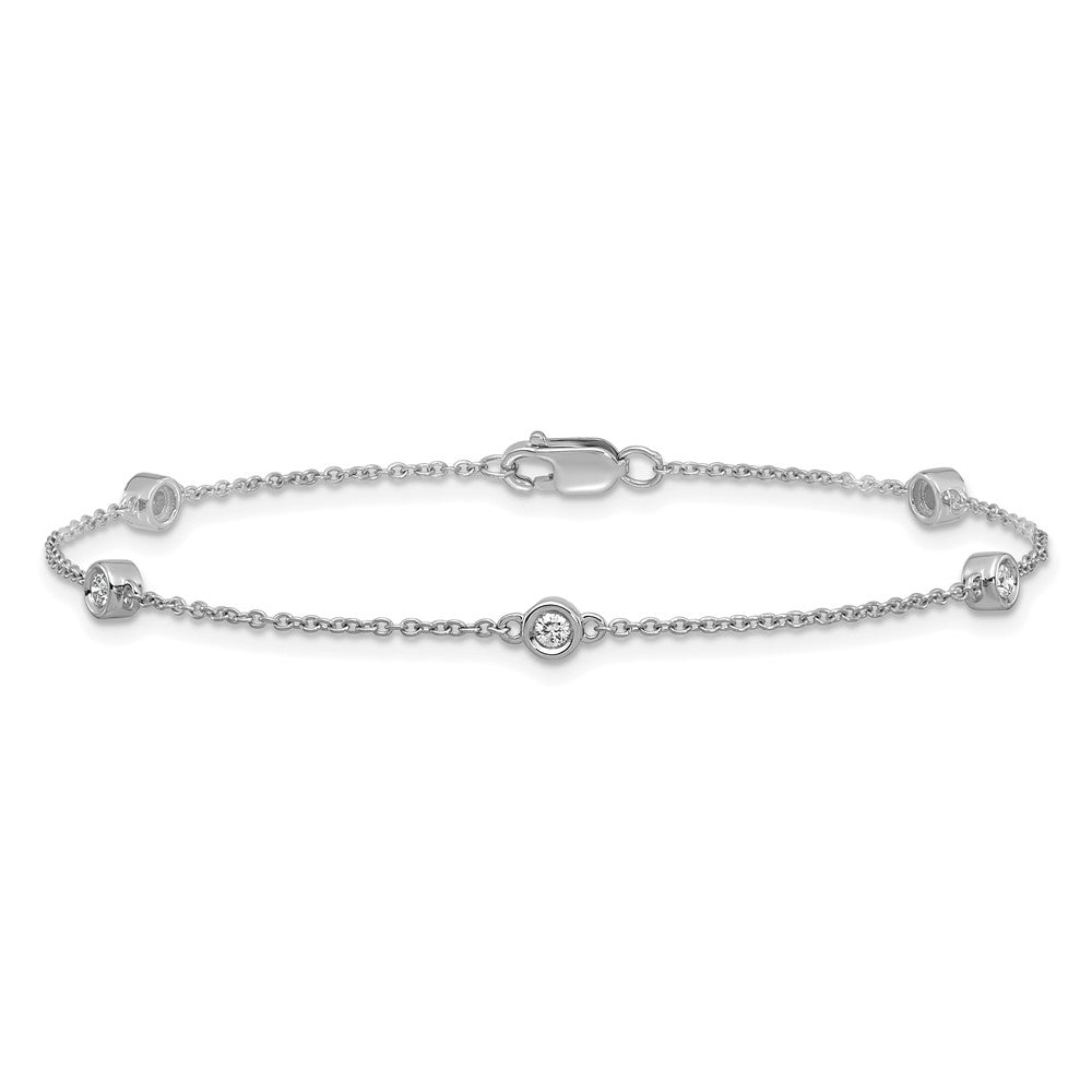 14k White Gold Diamond Station Cable Bracelet