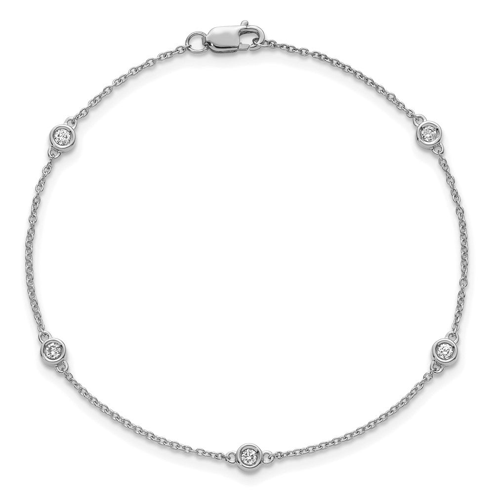 14k White Gold Diamond Station Cable Bracelet