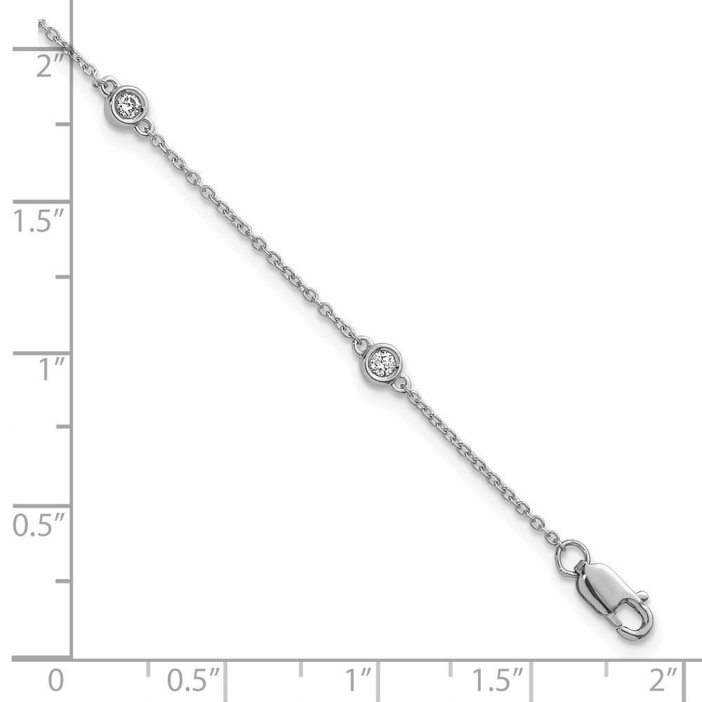 14k White Gold Diamond Station Cable Bracelet