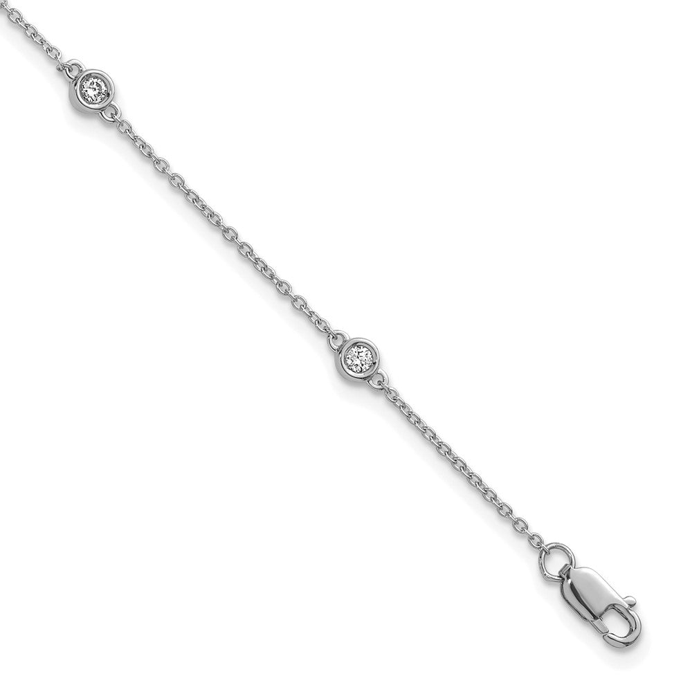 14k White Gold Diamond Station Cable Bracelet