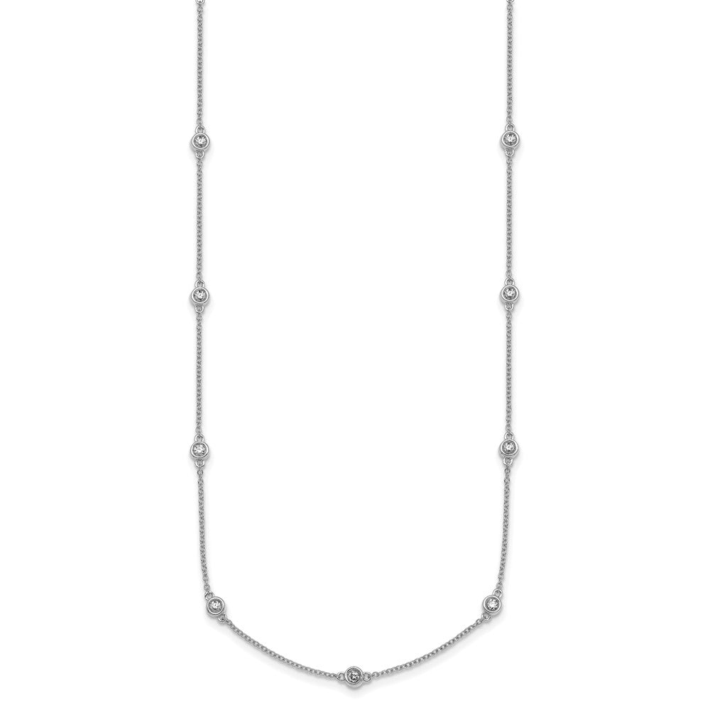14k White Gold Diamond Station Cable Necklace
