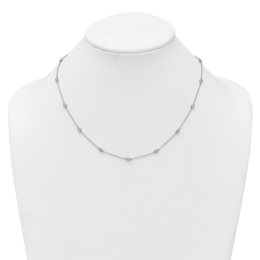 14k White Gold Diamond Station Cable Necklace