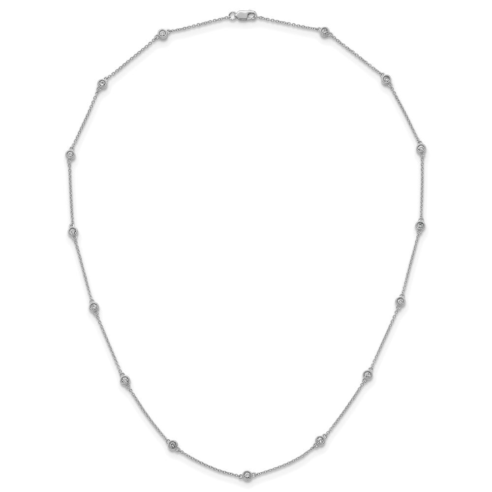 14k White Gold Diamond Station Cable Necklace