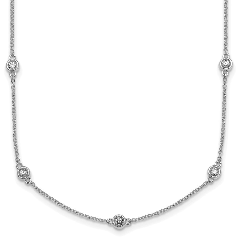 14k White Gold Diamond Station Cable Necklace