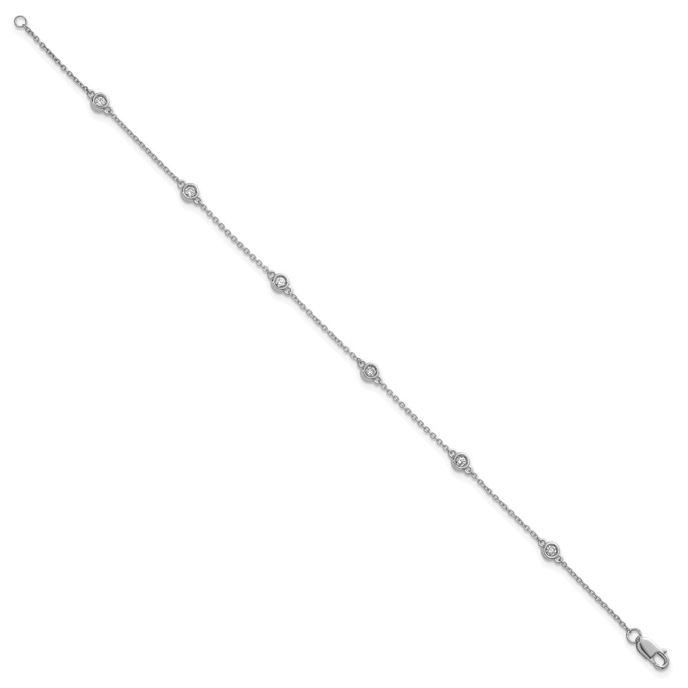 14k White Gold Diamond Station Cable Bracelet