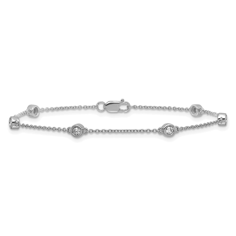 14k White Gold Diamond Station Cable Bracelet