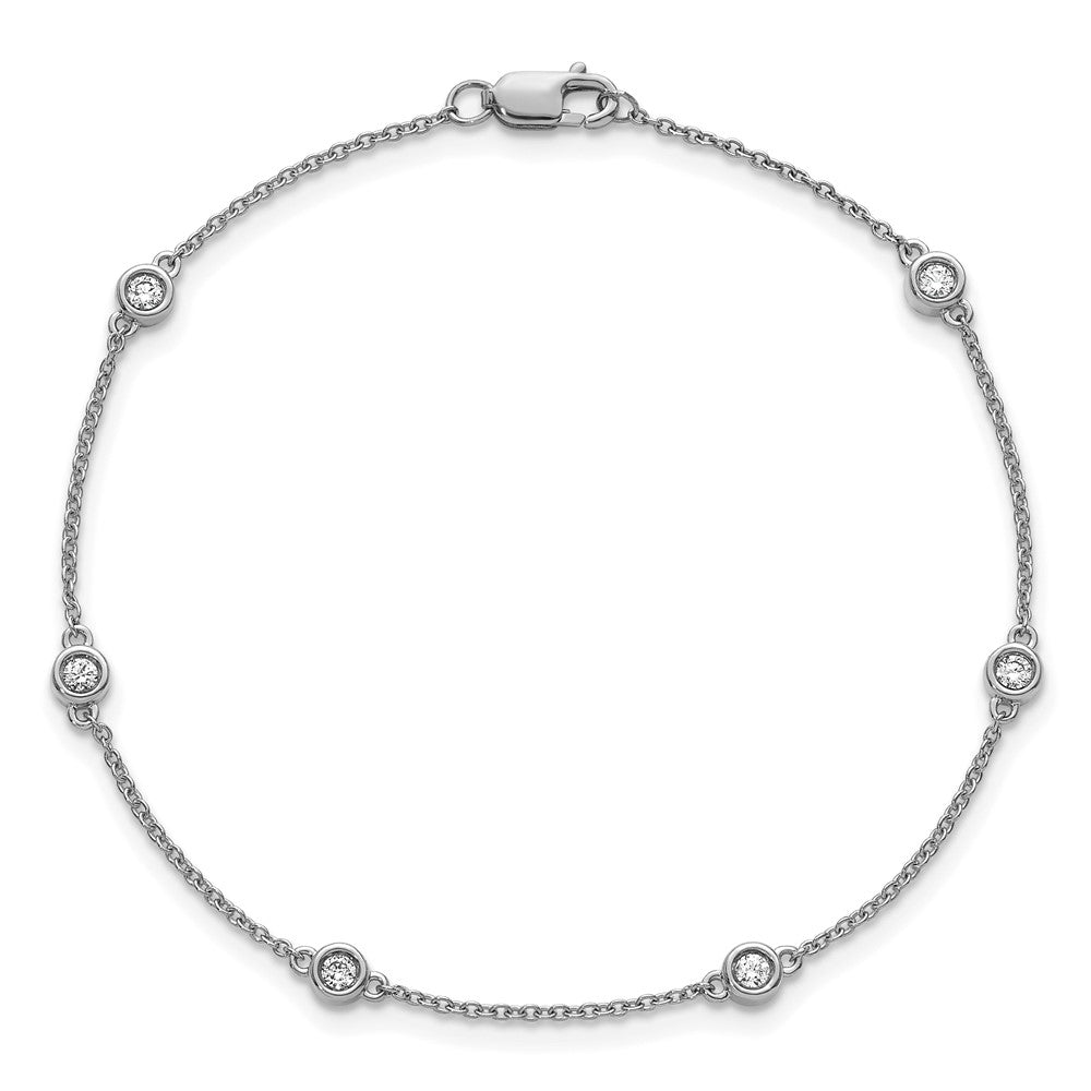 14k White Gold Diamond Station Cable Bracelet