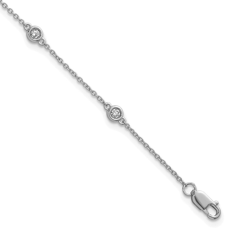 14k White Gold Diamond Station Cable Bracelet