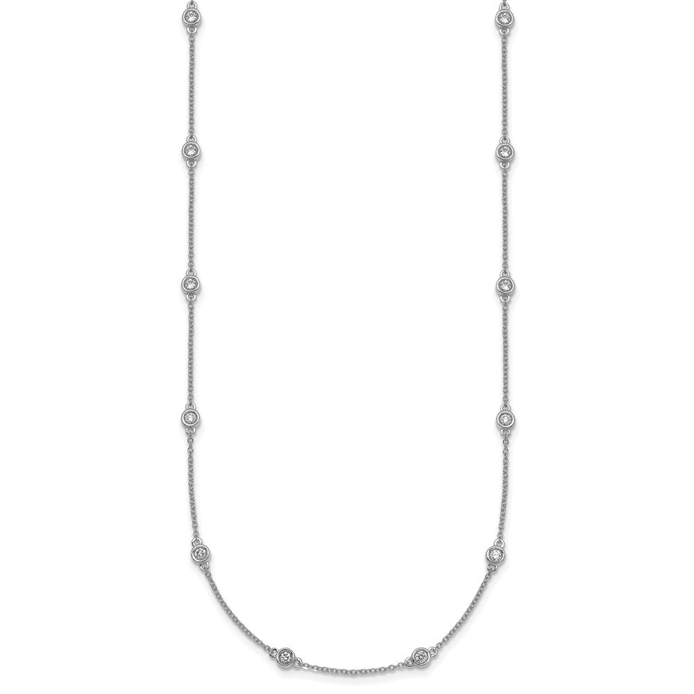 14k White Gold Diamond Station Cable Necklace
