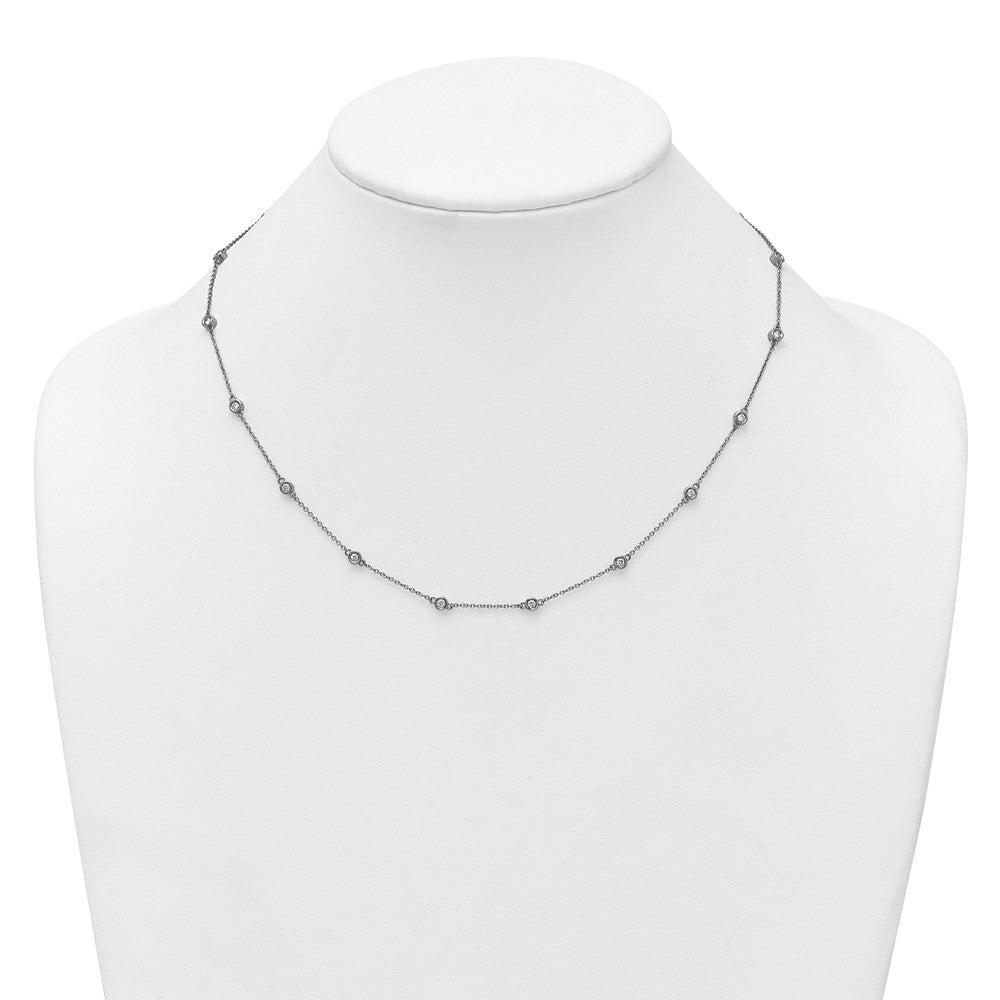 14k White Gold Diamond Station Cable Necklace