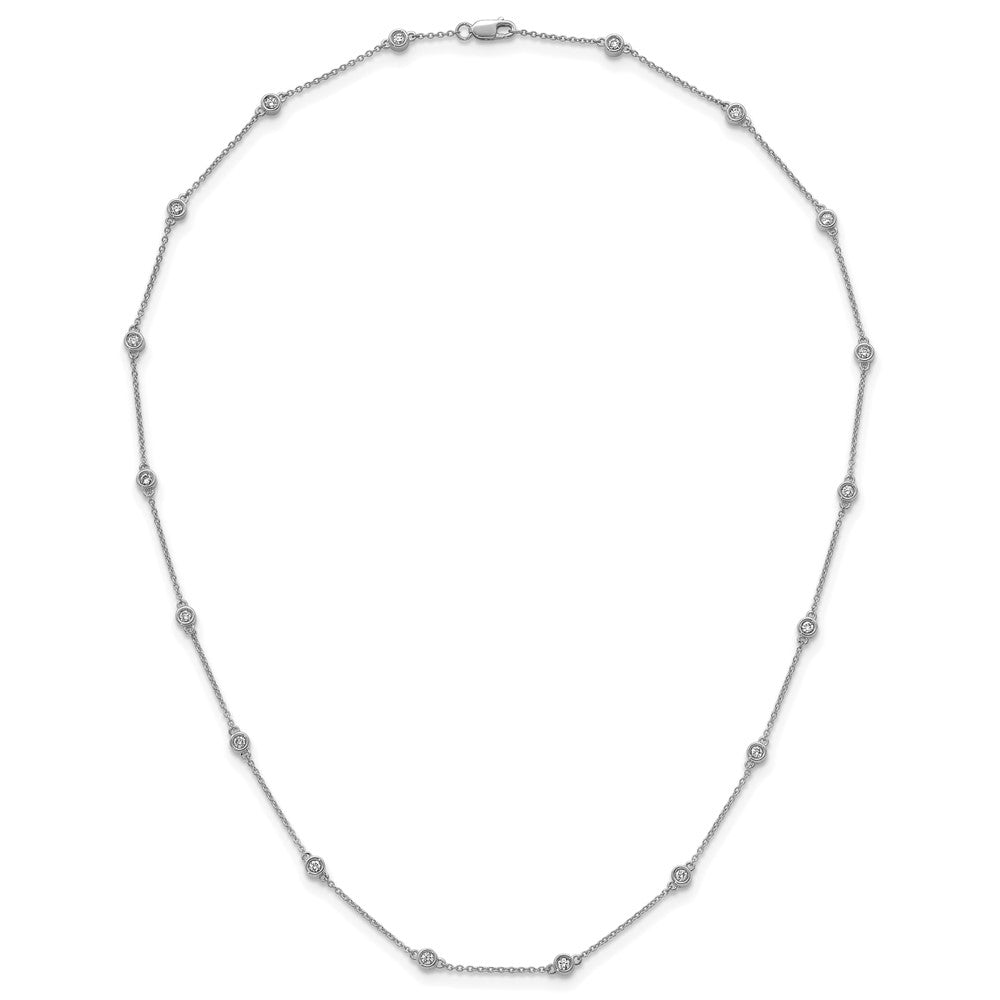 14k White Gold Diamond Station Cable Necklace
