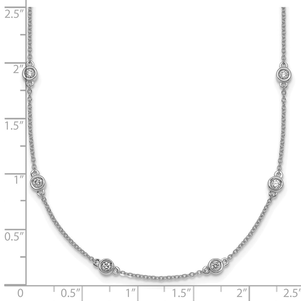 14k White Gold Diamond Station Cable Necklace