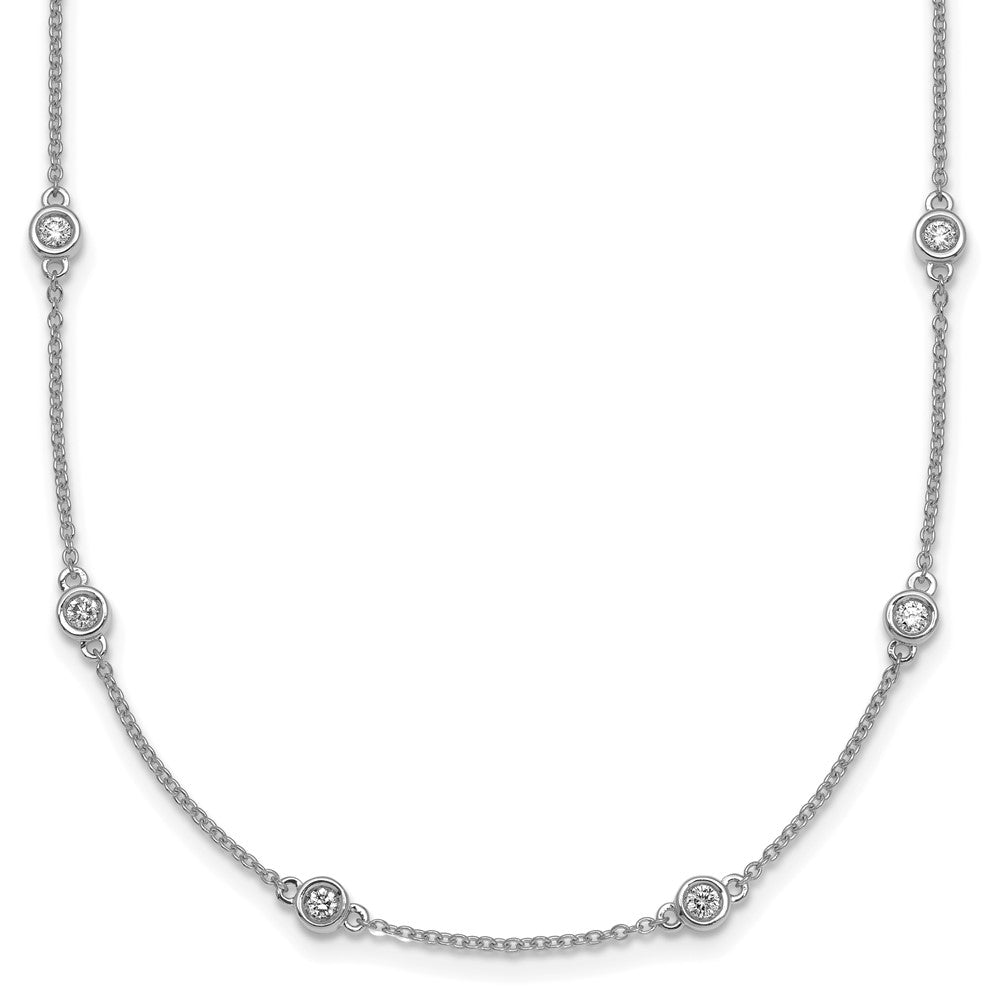 14k White Gold Diamond Station Cable Necklace