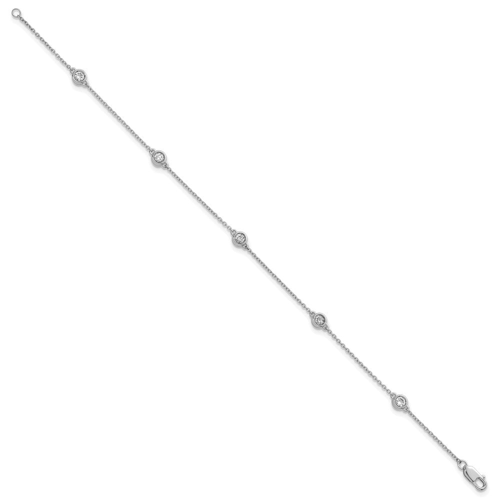 14k White Gold Diamond Station Cable Bracelet