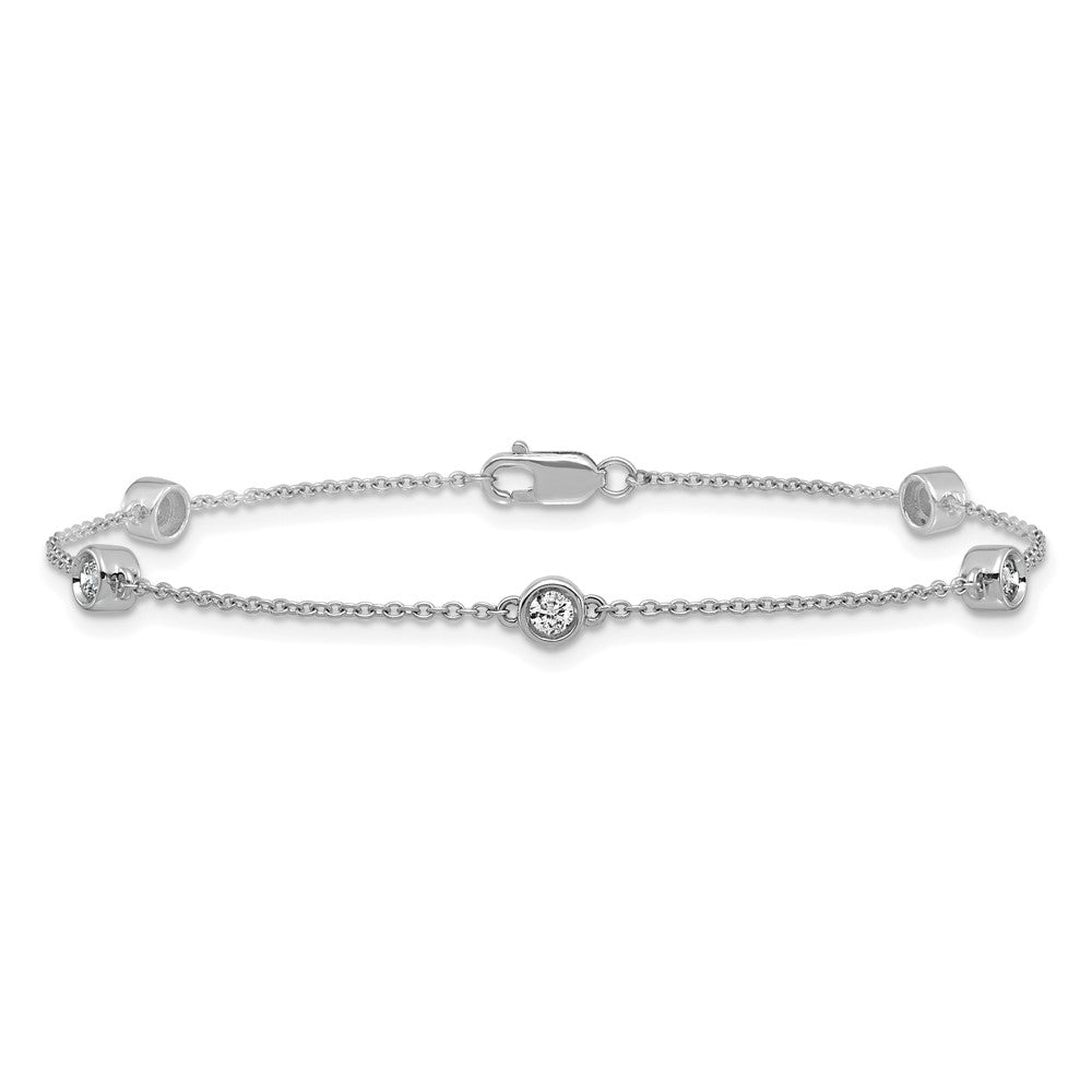14k White Gold Diamond Station Cable Bracelet
