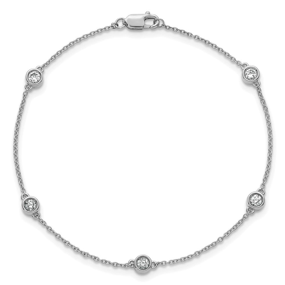 14k White Gold Diamond Station Cable Bracelet