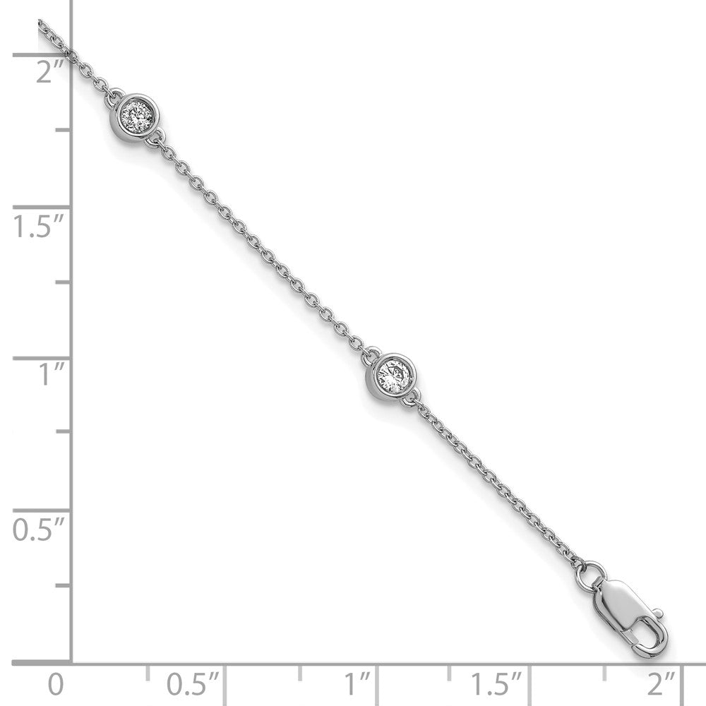 14k White Gold Diamond Station Cable Bracelet