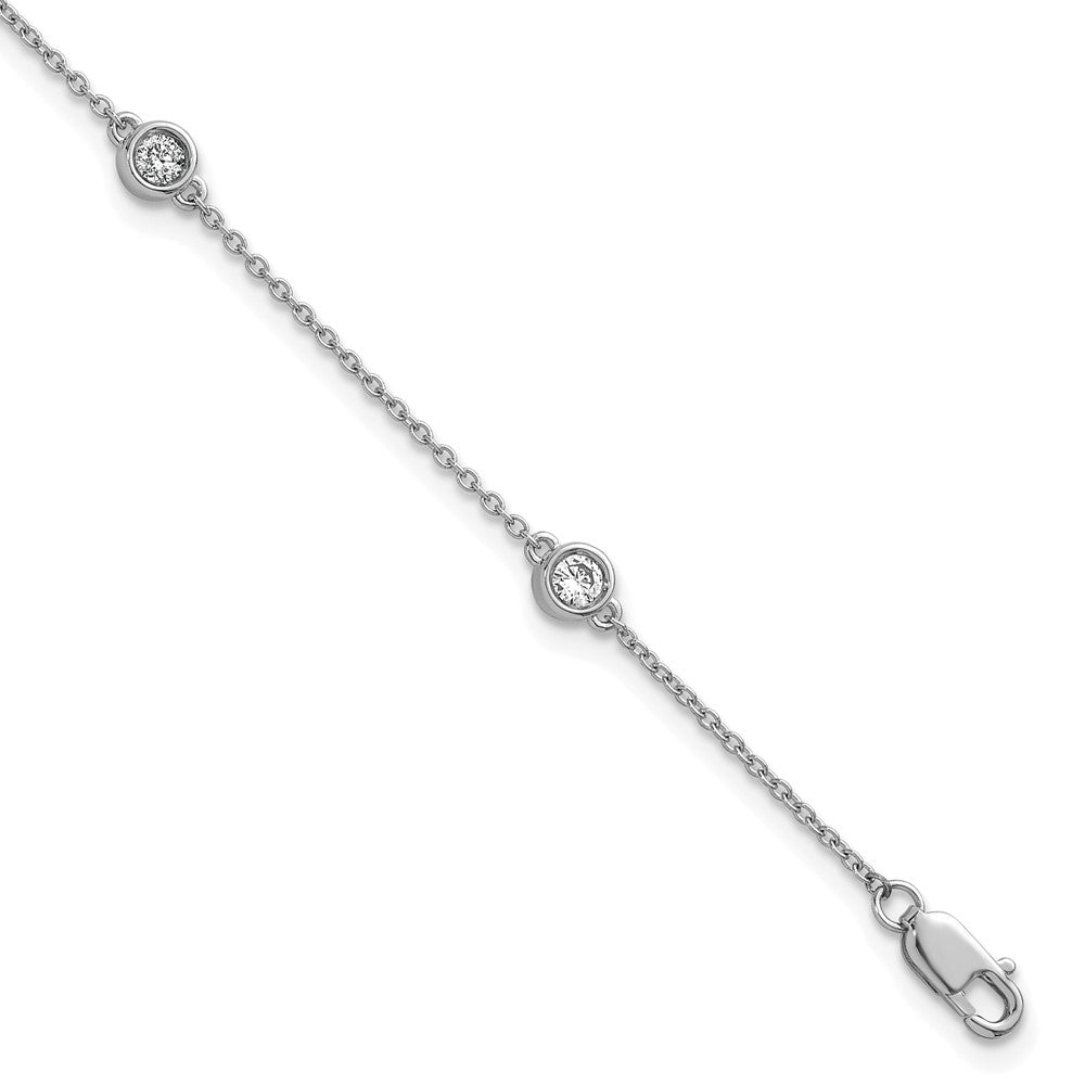 14k White Gold Diamond Station Cable Bracelet