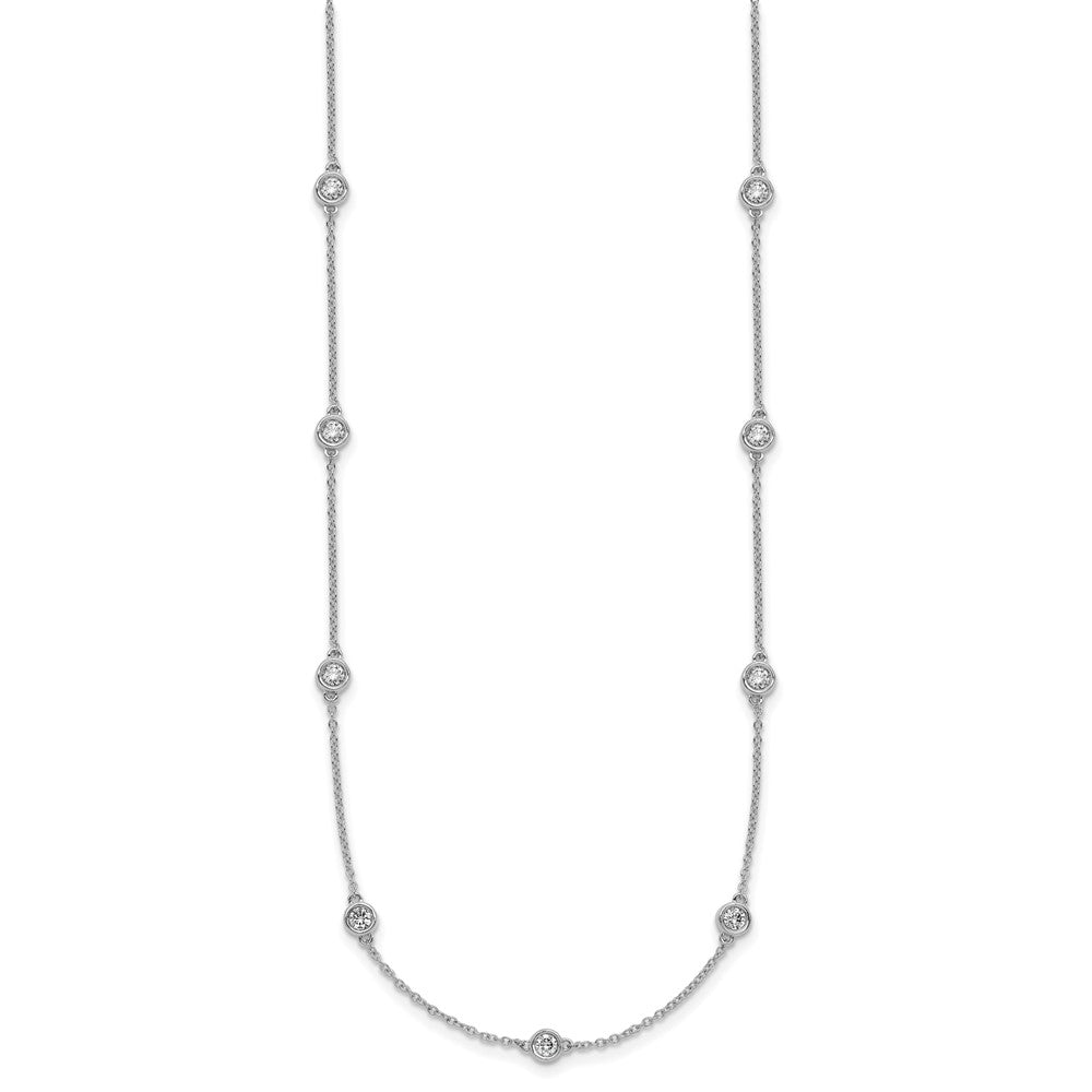 14k White Gold Diamond Station Cable Necklace