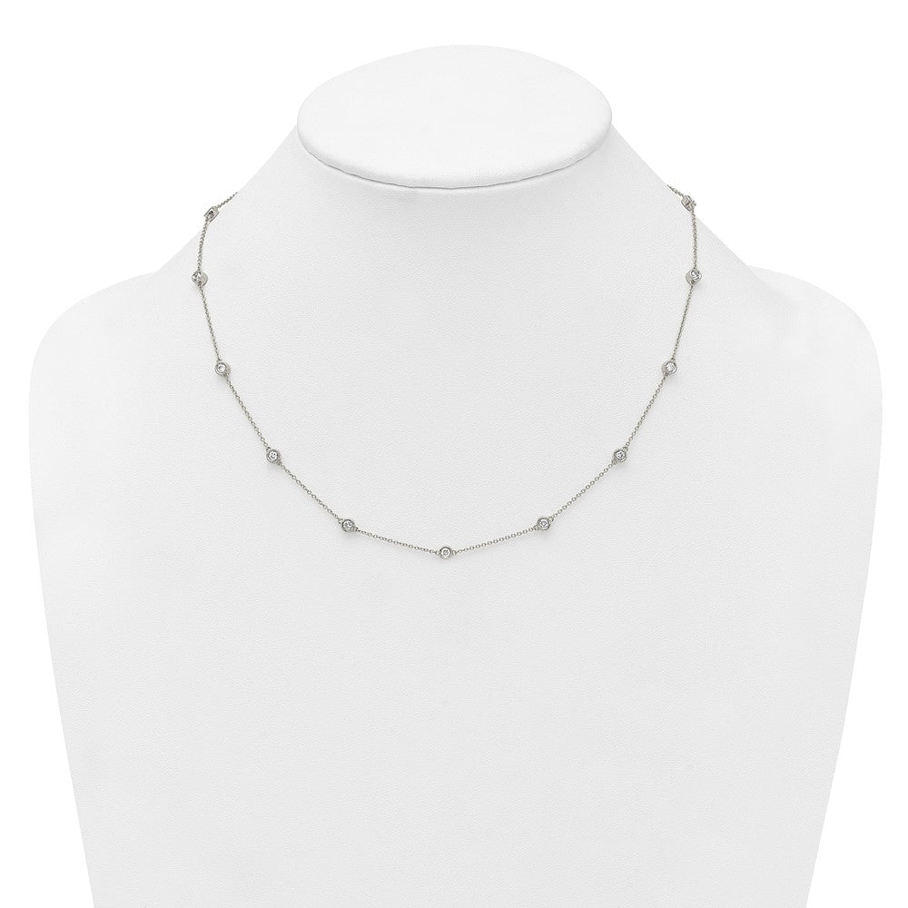 14k White Gold Diamond Station Cable Necklace