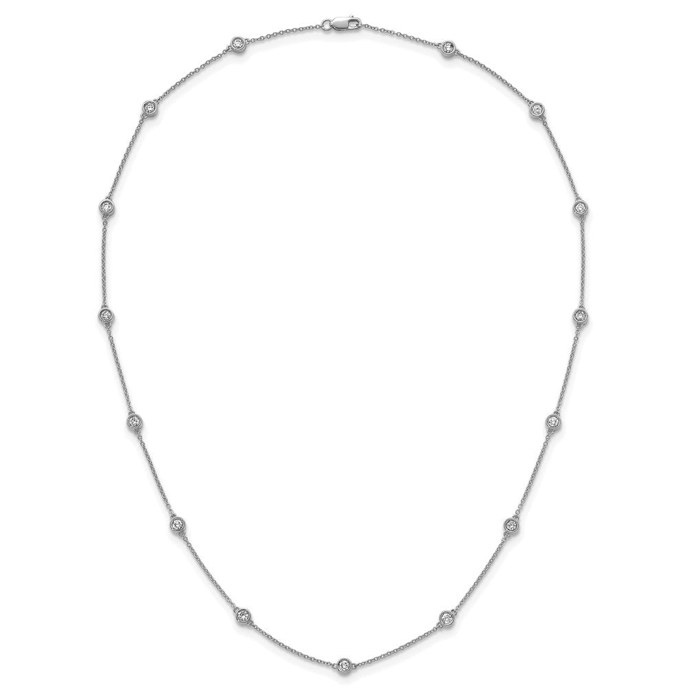 14k White Gold Diamond Station Cable Necklace